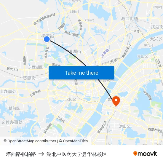 塔西路张柏路 to 湖北中医药大学昙华林校区 map