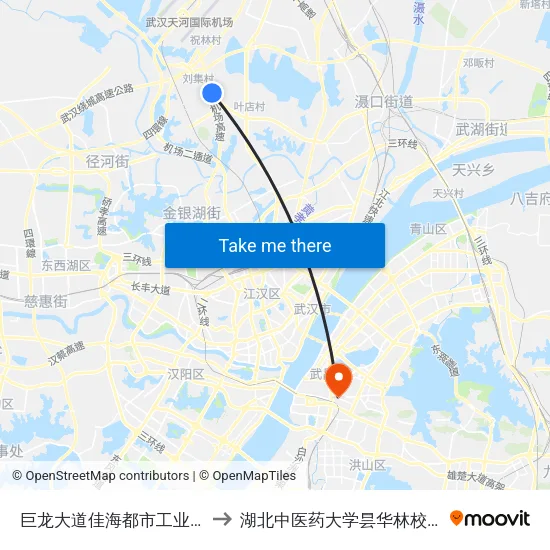 巨龙大道佳海都市工业园 to 湖北中医药大学昙华林校区 map