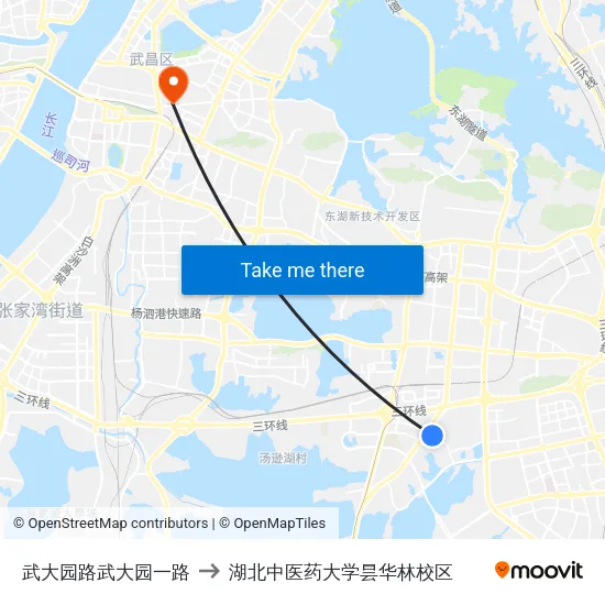 武大园路武大园一路 to 湖北中医药大学昙华林校区 map