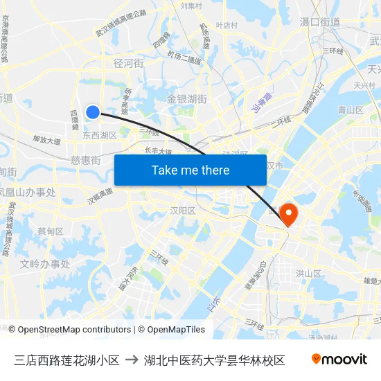 三店西路莲花湖小区 to 湖北中医药大学昙华林校区 map
