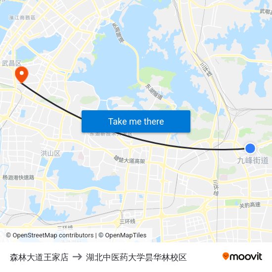 森林大道王家店 to 湖北中医药大学昙华林校区 map