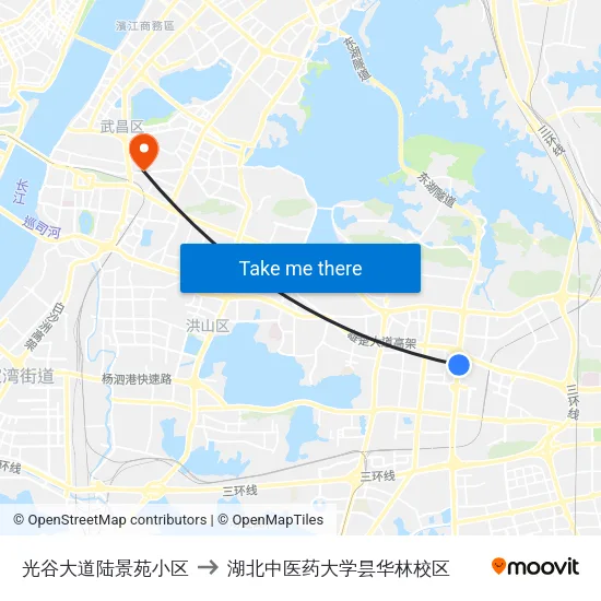 光谷大道陆景苑小区 to 湖北中医药大学昙华林校区 map