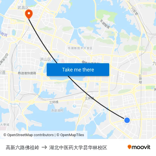 高新六路佛祖岭 to 湖北中医药大学昙华林校区 map