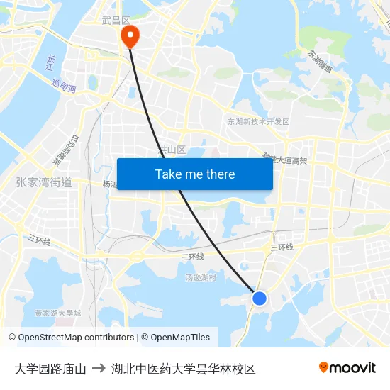 大学园路庙山 to 湖北中医药大学昙华林校区 map