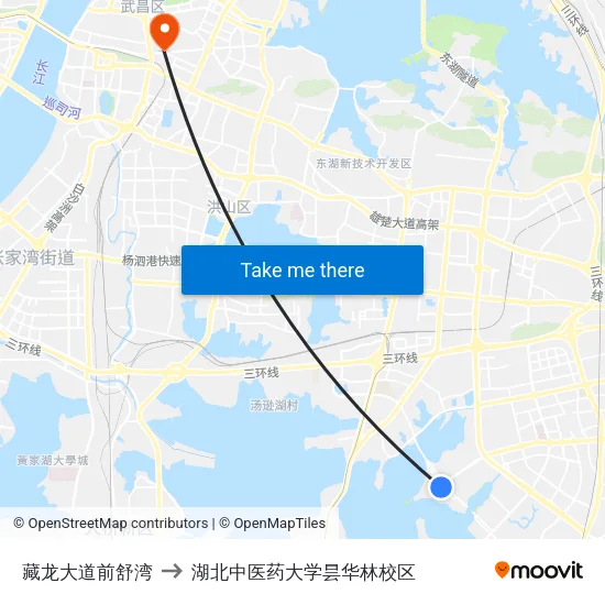藏龙大道前舒湾 to 湖北中医药大学昙华林校区 map