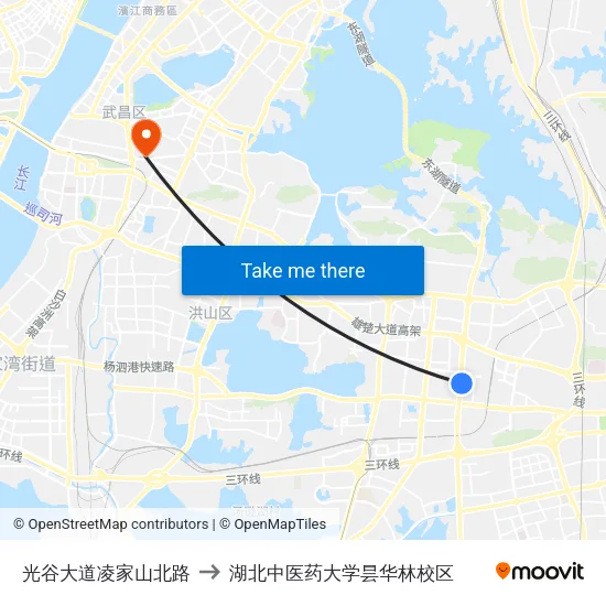 光谷大道凌家山北路 to 湖北中医药大学昙华林校区 map