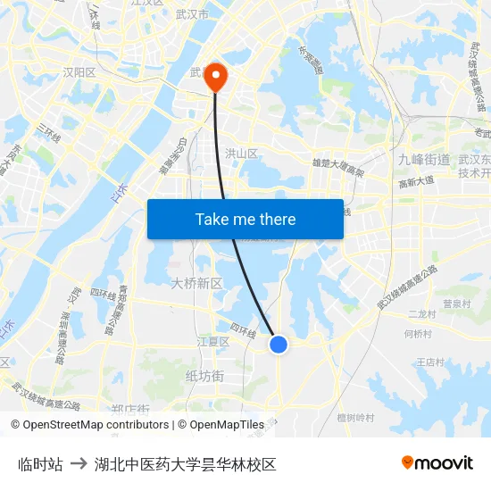 临时站 to 湖北中医药大学昙华林校区 map