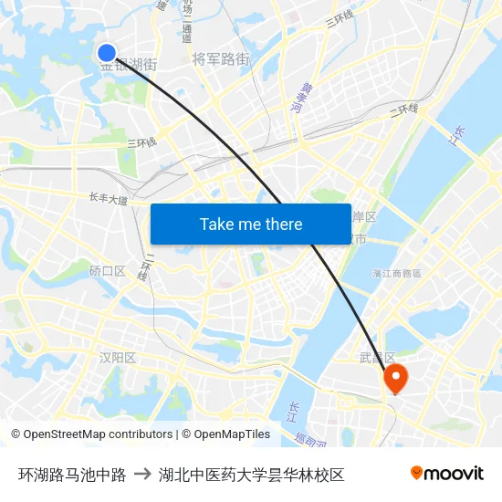 环湖路马池中路 to 湖北中医药大学昙华林校区 map