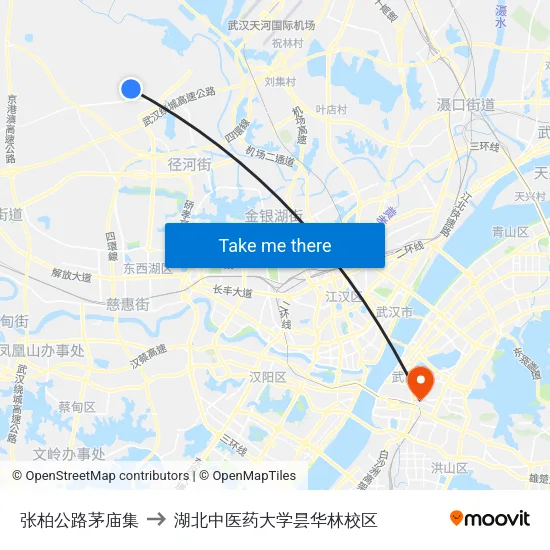 张柏公路茅庙集 to 湖北中医药大学昙华林校区 map