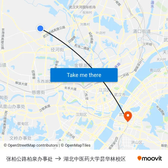 张柏公路柏泉办事处 to 湖北中医药大学昙华林校区 map
