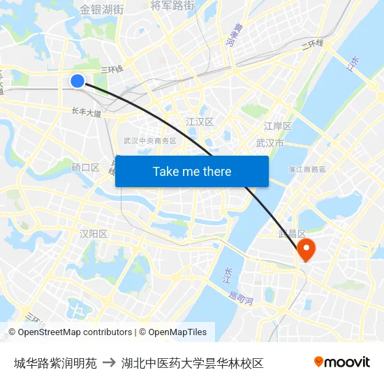 城华路紫润明苑 to 湖北中医药大学昙华林校区 map