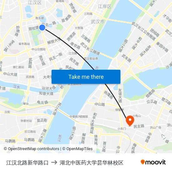 江汉北路新华路口 to 湖北中医药大学昙华林校区 map
