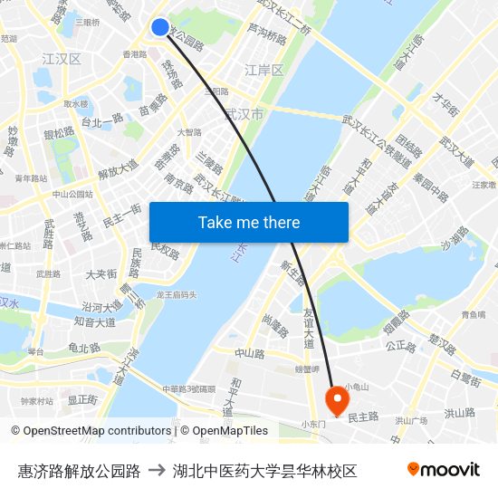 惠济路解放公园路 to 湖北中医药大学昙华林校区 map