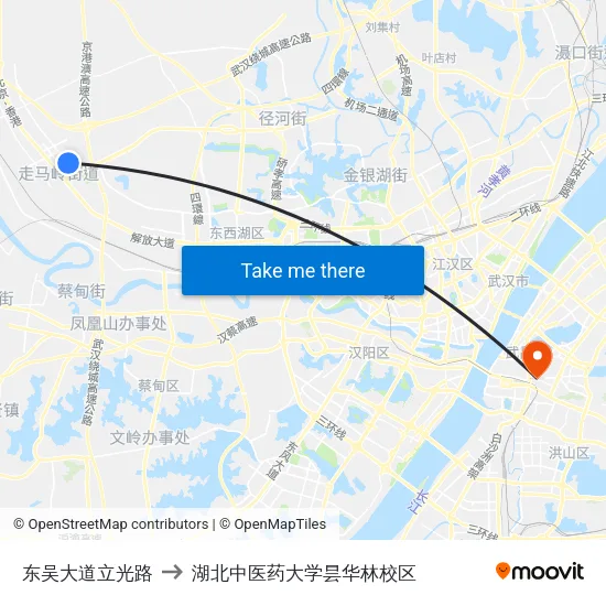 东吴大道立光路 to 湖北中医药大学昙华林校区 map