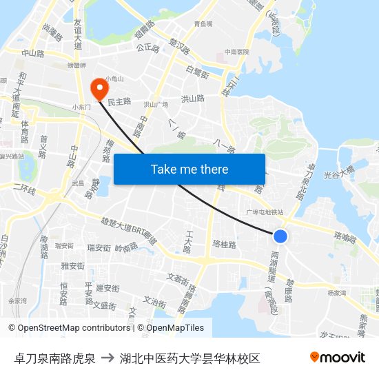 卓刀泉南路虎泉 to 湖北中医药大学昙华林校区 map