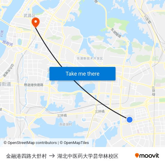 金融港四路大舒村 to 湖北中医药大学昙华林校区 map