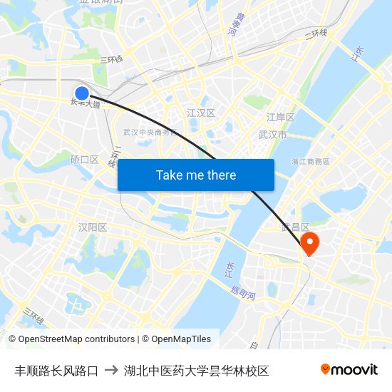 丰顺路长风路口 to 湖北中医药大学昙华林校区 map