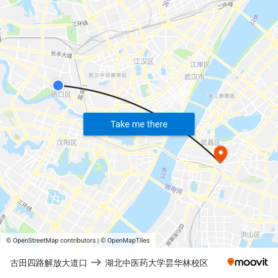 古田四路解放大道口 to 湖北中医药大学昙华林校区 map