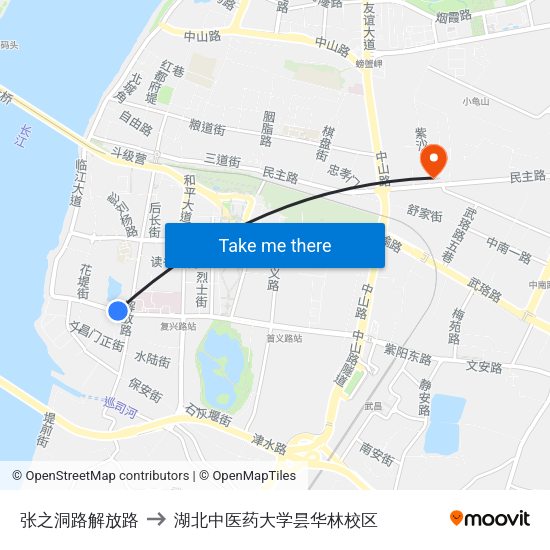 张之洞路解放路 to 湖北中医药大学昙华林校区 map
