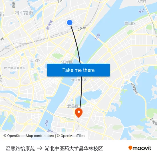 温馨路怡康苑 to 湖北中医药大学昙华林校区 map