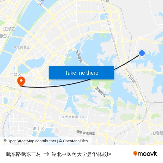 武东路武东三村 to 湖北中医药大学昙华林校区 map