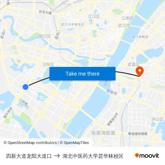 四新大道龙阳大道口 to 湖北中医药大学昙华林校区 map
