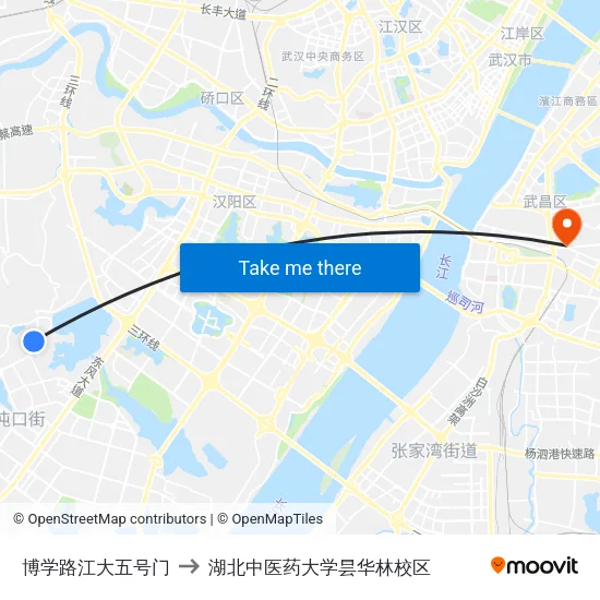 博学路江大五号门 to 湖北中医药大学昙华林校区 map