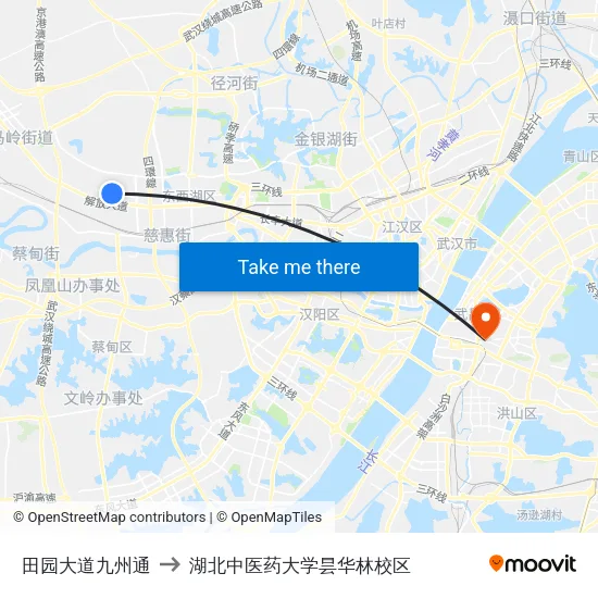 田园大道九州通 to 湖北中医药大学昙华林校区 map