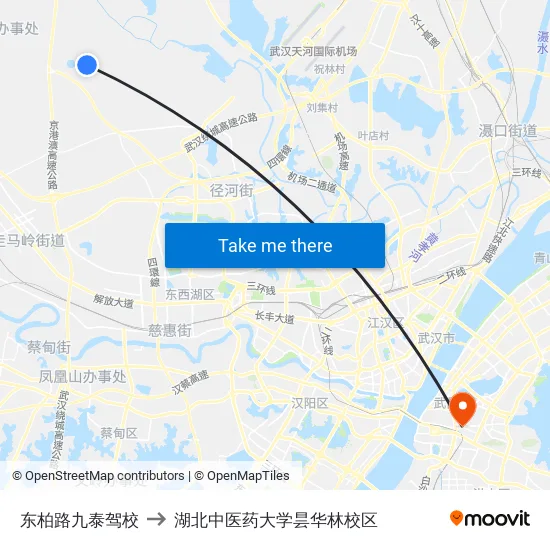 东柏路九泰驾校 to 湖北中医药大学昙华林校区 map