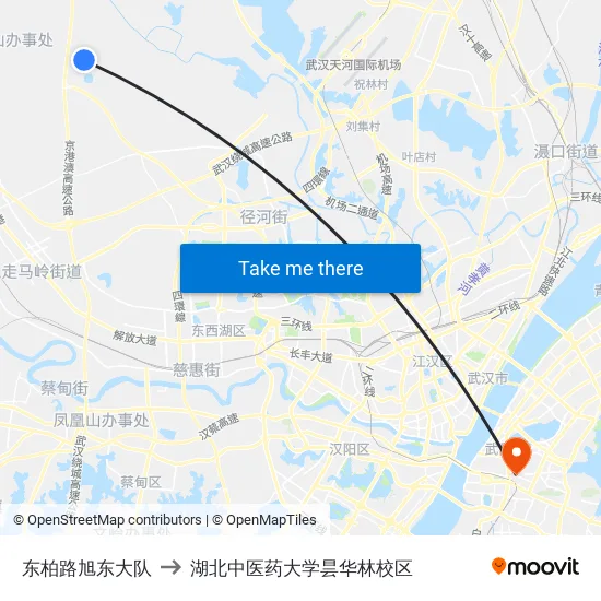 东柏路旭东大队 to 湖北中医药大学昙华林校区 map