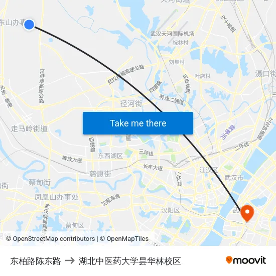 东柏路陈东路 to 湖北中医药大学昙华林校区 map