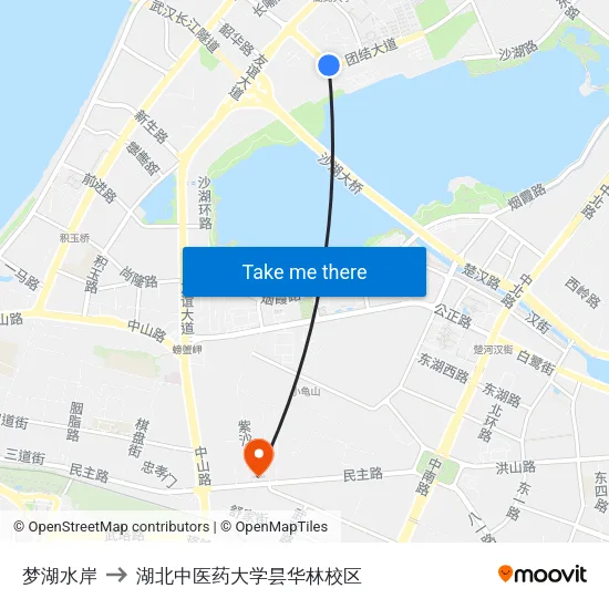 梦湖水岸 to 湖北中医药大学昙华林校区 map