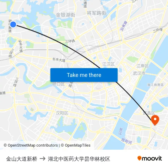 金山大道新桥 to 湖北中医药大学昙华林校区 map