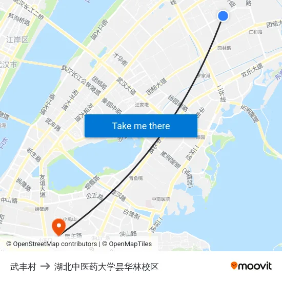 武丰村 to 湖北中医药大学昙华林校区 map