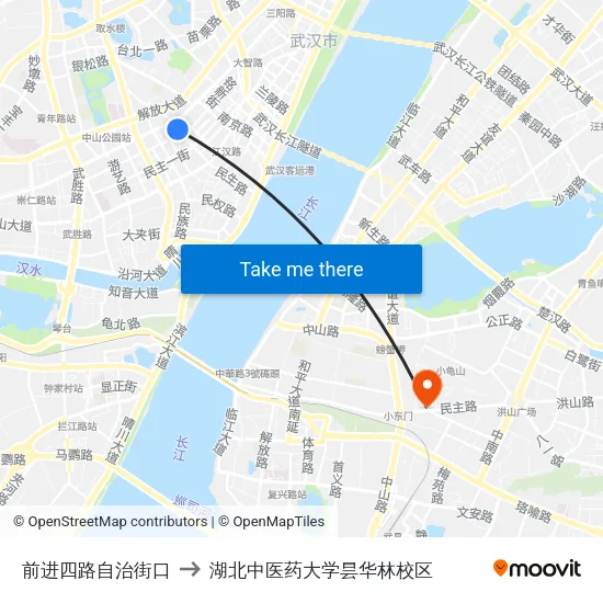 前进四路自治街口 to 湖北中医药大学昙华林校区 map