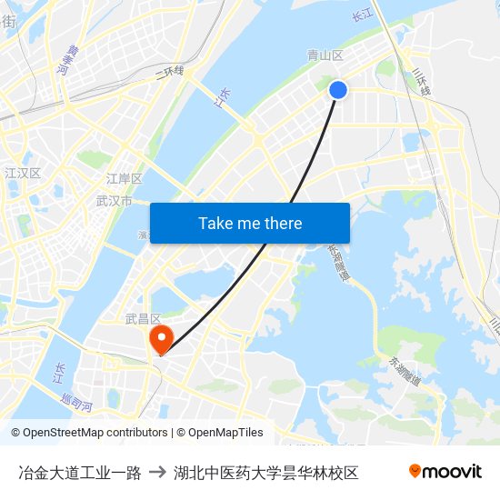 冶金大道工业一路 to 湖北中医药大学昙华林校区 map