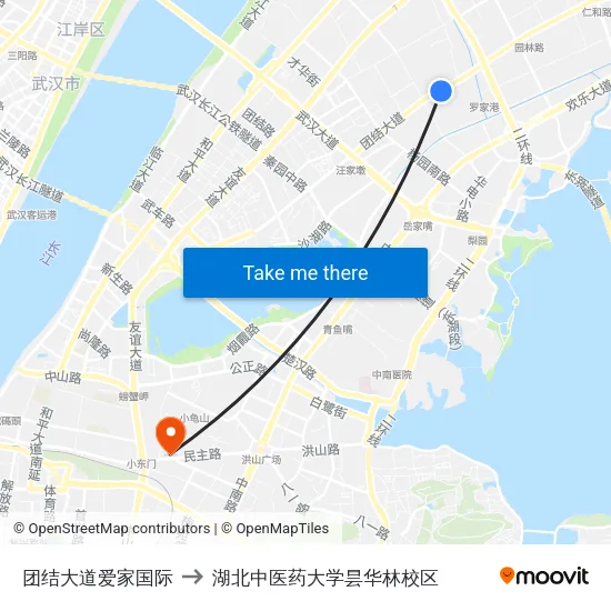 团结大道爱家国际 to 湖北中医药大学昙华林校区 map