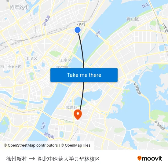 徐州新村 to 湖北中医药大学昙华林校区 map