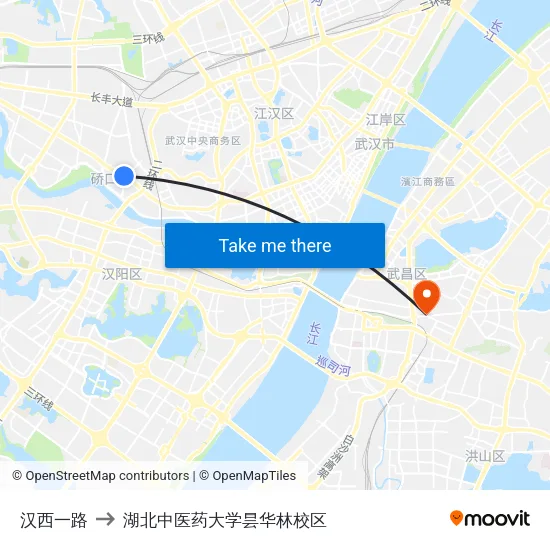 汉西一路 to 湖北中医药大学昙华林校区 map