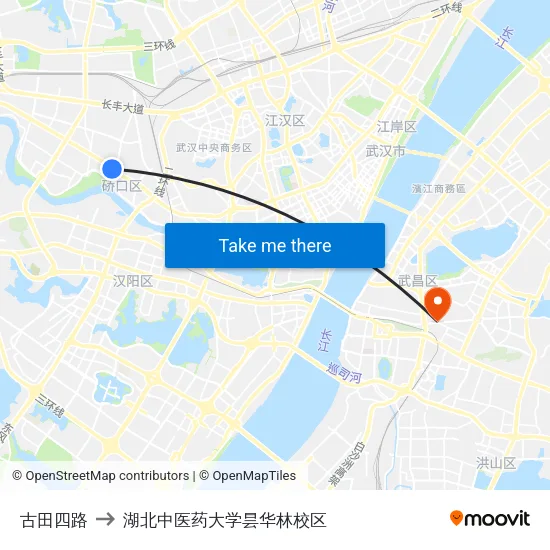 古田四路 to 湖北中医药大学昙华林校区 map