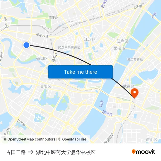古田二路 to 湖北中医药大学昙华林校区 map