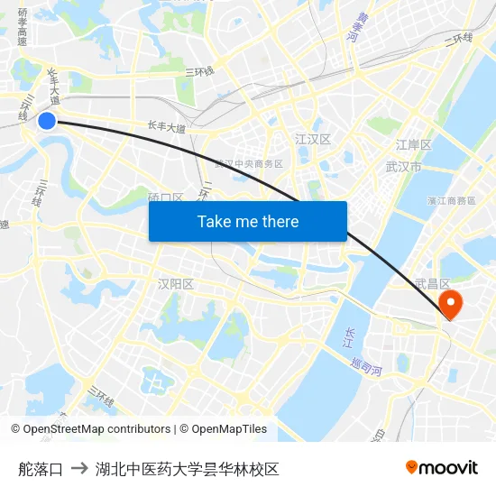 舵落口 to 湖北中医药大学昙华林校区 map