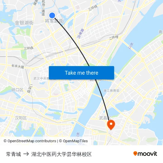 常青城 to 湖北中医药大学昙华林校区 map