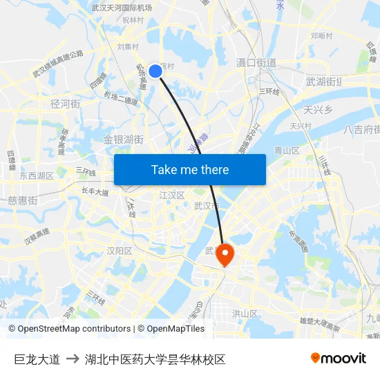 巨龙大道 to 湖北中医药大学昙华林校区 map