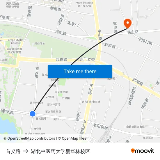 首义路 to 湖北中医药大学昙华林校区 map