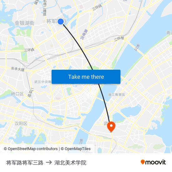 将军路将军三路 to 湖北美术学院 map