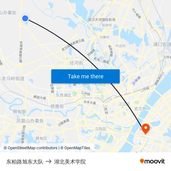 东柏路旭东大队 to 湖北美术学院 map