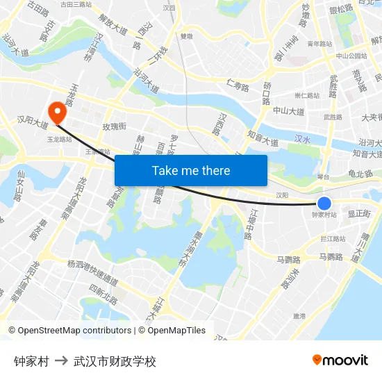 钟家村 to 武汉市财政学校 map