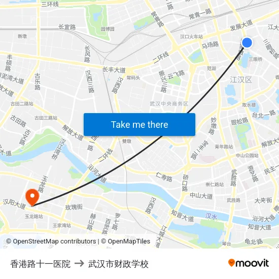 香港路十一医院 to 武汉市财政学校 map