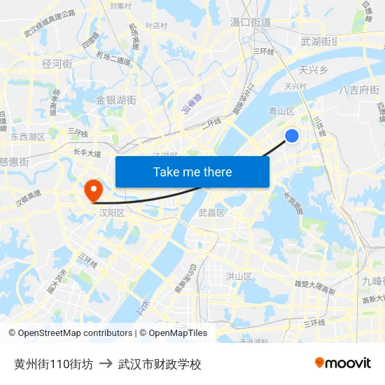 黄州街110街坊 to 武汉市财政学校 map